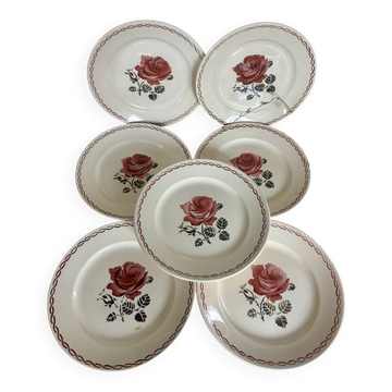 Set of 7 flat plates Badonviller Germaine