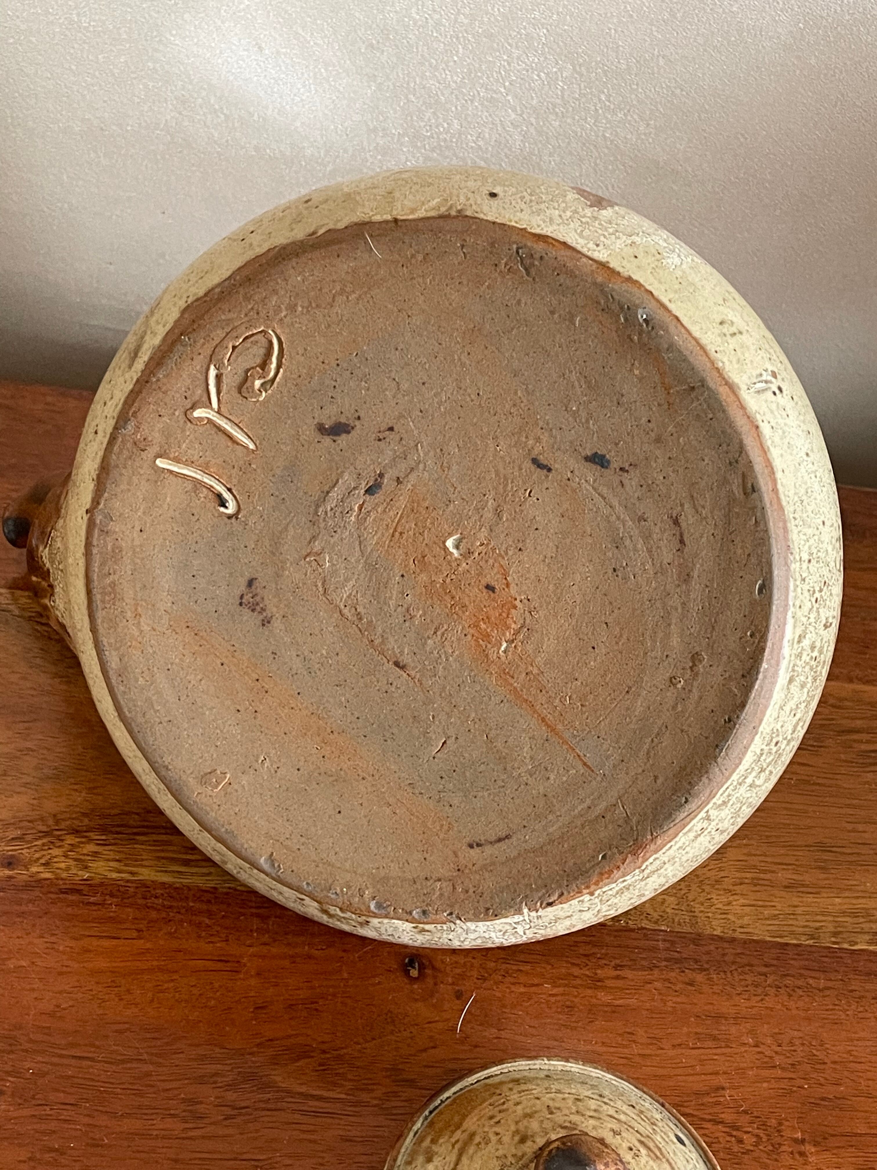 Pyrity sandstone teapot Signed JP