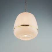 Vintage White Glass Gold Accented Mid-Century Modern Lamp