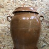 Ancien saloir pot 50l grès émaillé beige