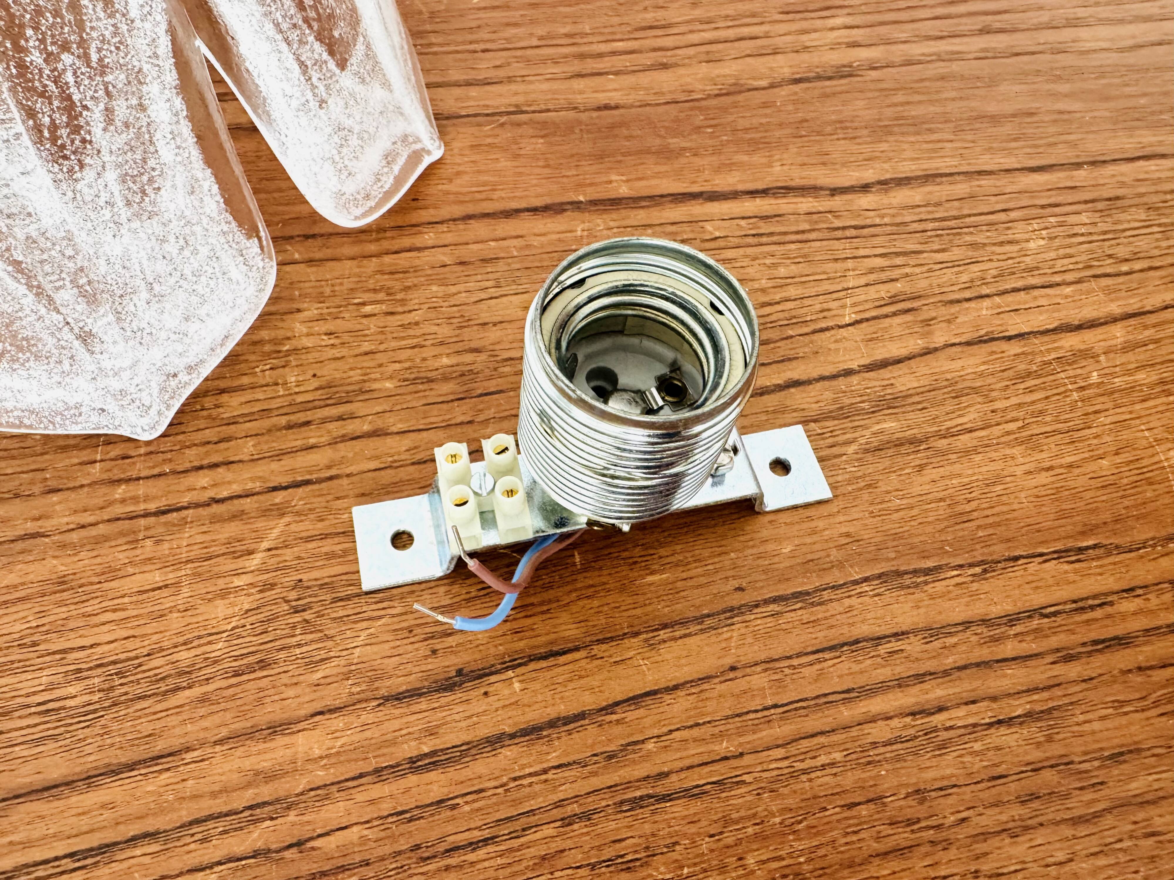 Brass and Glass Flush Light by Glashütte Limburg