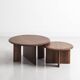 Duo of solid walnut coffee tables with a contemporary design base