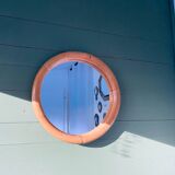 Round rattan mirror