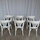 Ensemble de 6 chaises de salle à manger vintage en bois courbé blanc / fauteuil de style Thonet des années 1970