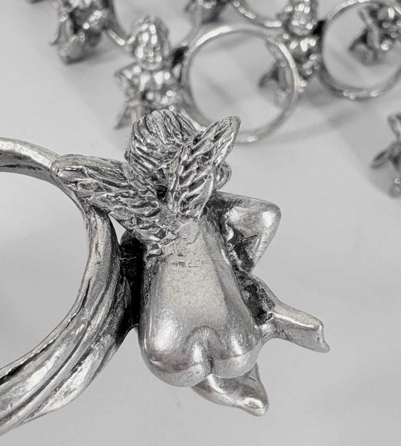Set of 10 Silver-Plated Cherub Napkin Rings, Vintage Table Décor Putti Figurine