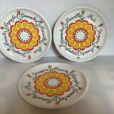 Six assiettes à fromages à fleurs vintage