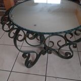 Table basse en fer forgé épais des années 1960