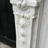 Louis XVI Style Fireplace in White Carrara Marble Circa 1880