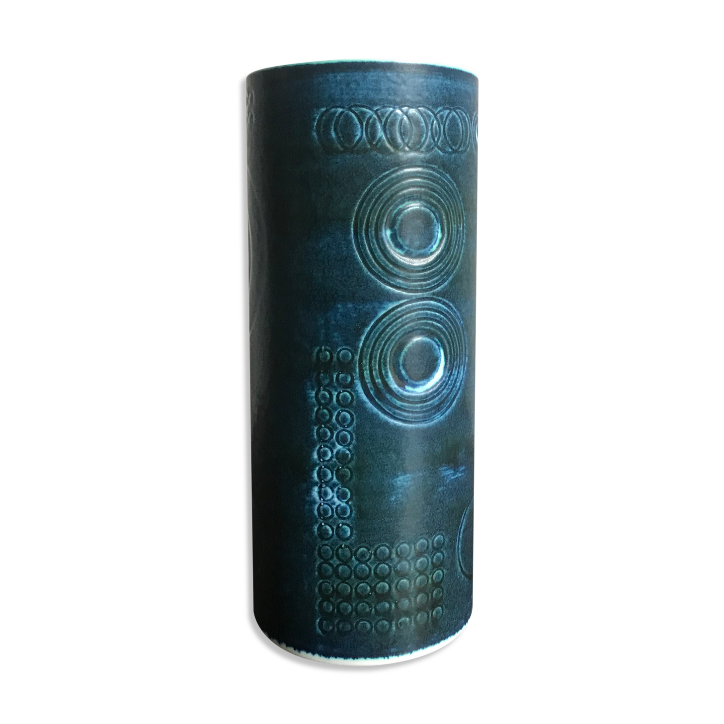 Sarek by Olle Alberius for Rörstrand Scandinavian ceramic blue vase, 1960s