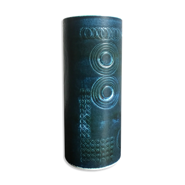 Vase bleu céramique sarek par olle alberius pour rörstrand  scandinave, années 1960