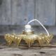 Vintage yellow glass suspension with corolla, glass chandelier, ceiling lamp.