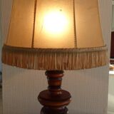 Cherry wood lamp and its leather shade
