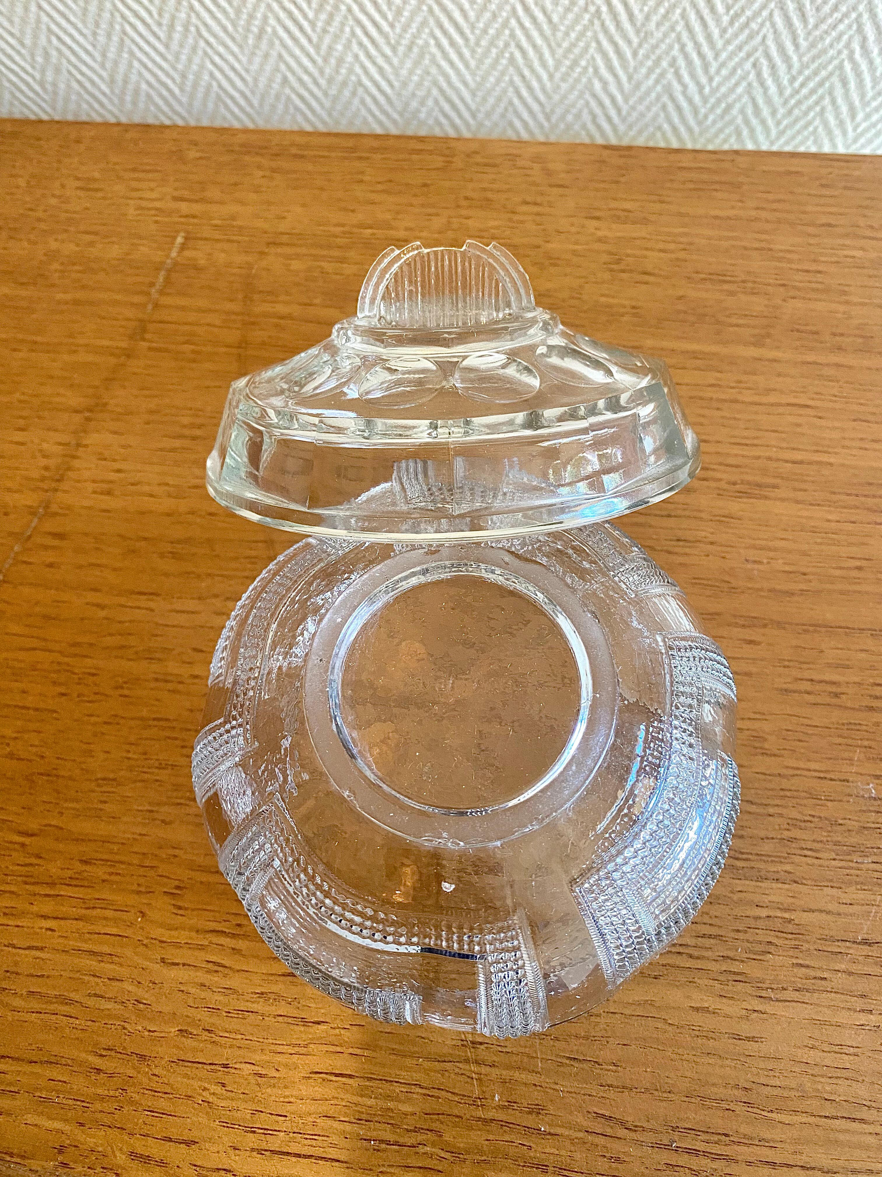 Bonbonnière sucrier art déco en verre de portieux