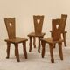 Ensemble de 6 chaises en noyer massif, France, 1970's