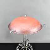 Important Stylized Wrought Iron Lamp with Glass Dome, c. 1930