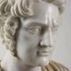 Bust of a Roman emperor in white marble, Italy, 20th century.