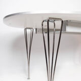 Super Ellipse dining table with white laminate by Piet Hein and Arne Jacobsen
