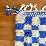 Moroccan Berber checkered carpet Klein blue and white