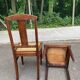 6 Art Deco dining chairs made of solid oak with caning from the 1950s.