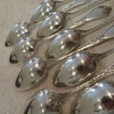12 silver-plated coffee spoons by Boulenger, Art Nouveau thistles