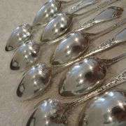 12 silver-plated coffee spoons by Boulenger, Art Nouveau thistles