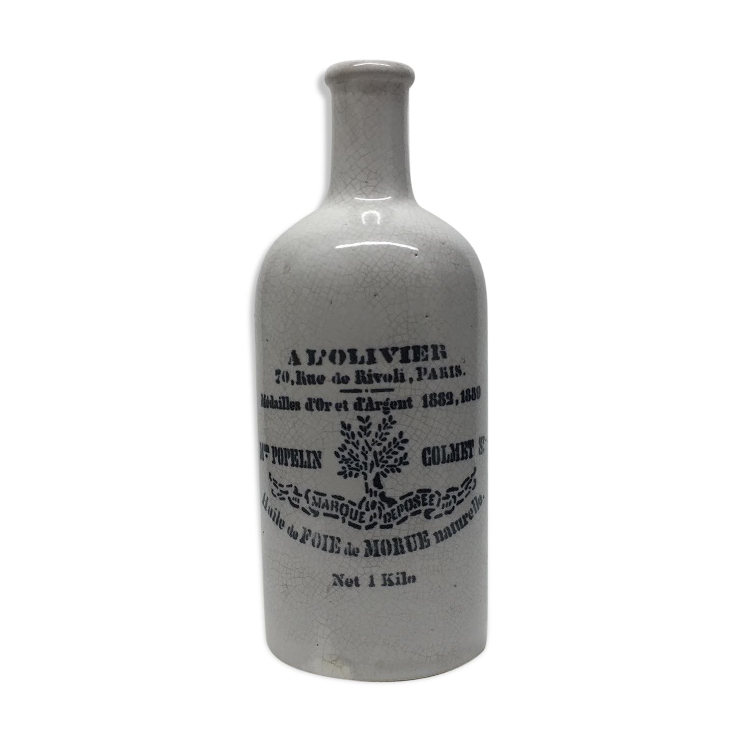 Enamelled with L'olivier stoneware bottle