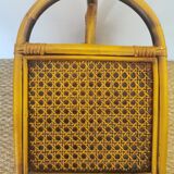 Vintage bamboo rattan and canning magazine holder