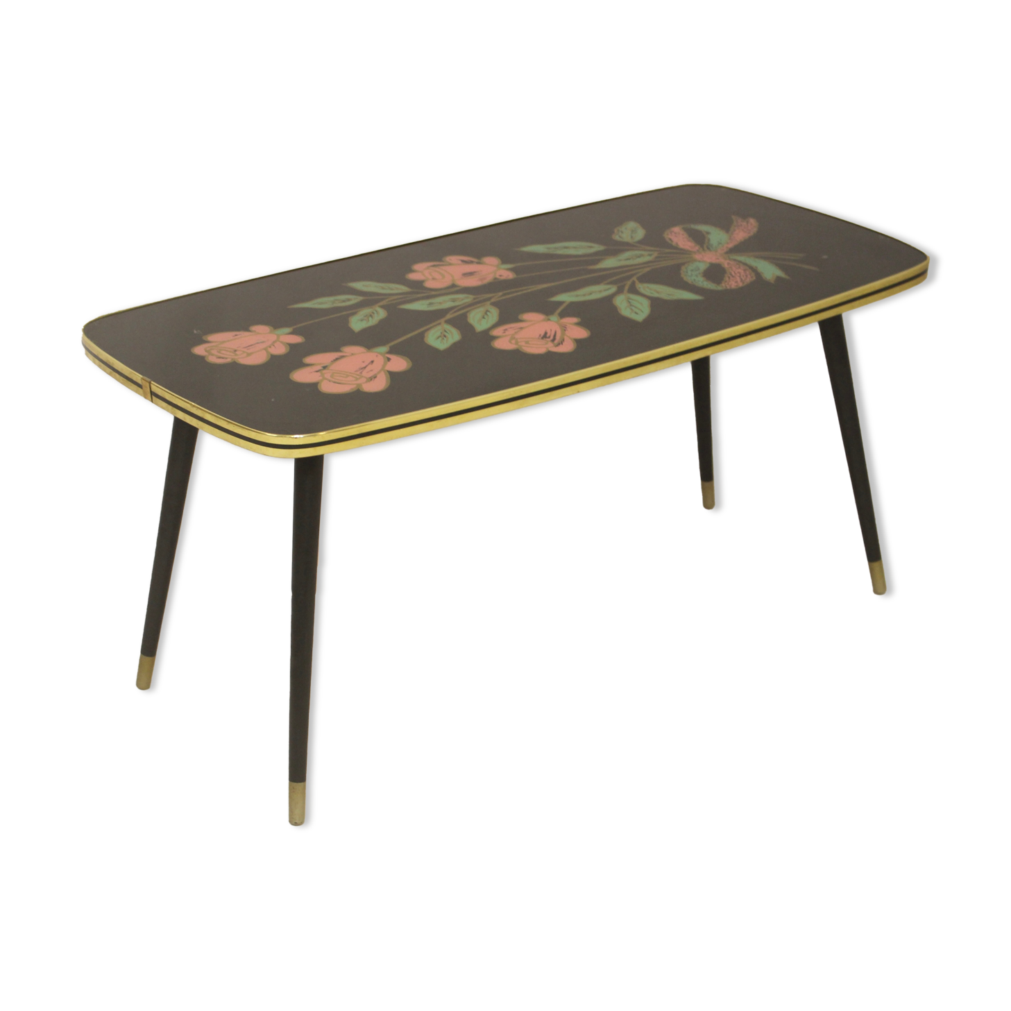 Vintage coffee table year 60 flower patterns