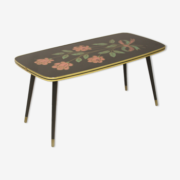 Table basse vintage année 60 motifs fleur