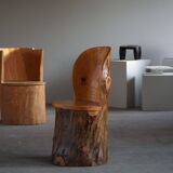 Modern primitive Swedish hand-carved pine stump chair, Wabi Sabi, 1960s
