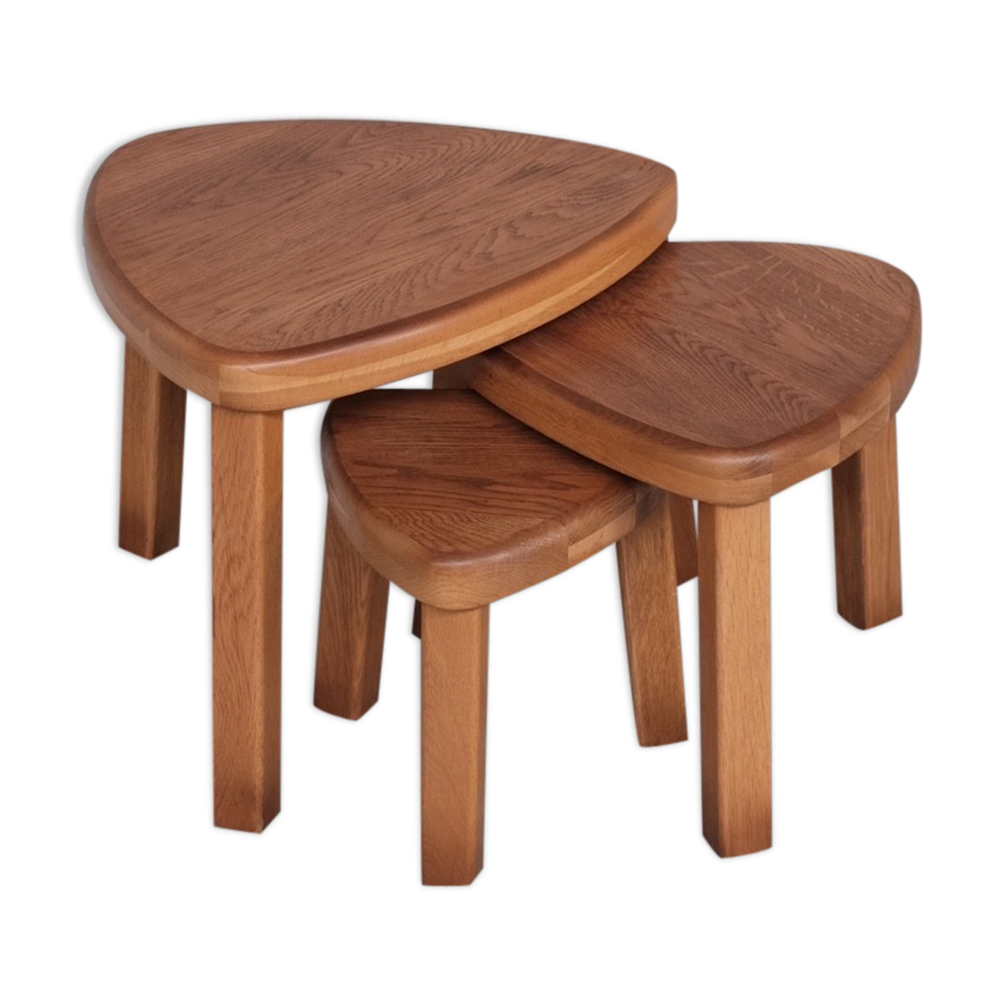 Trio of oak mid-century nesting tables