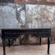 Bureau XIXeme laqué noir et sous main verre biseauté