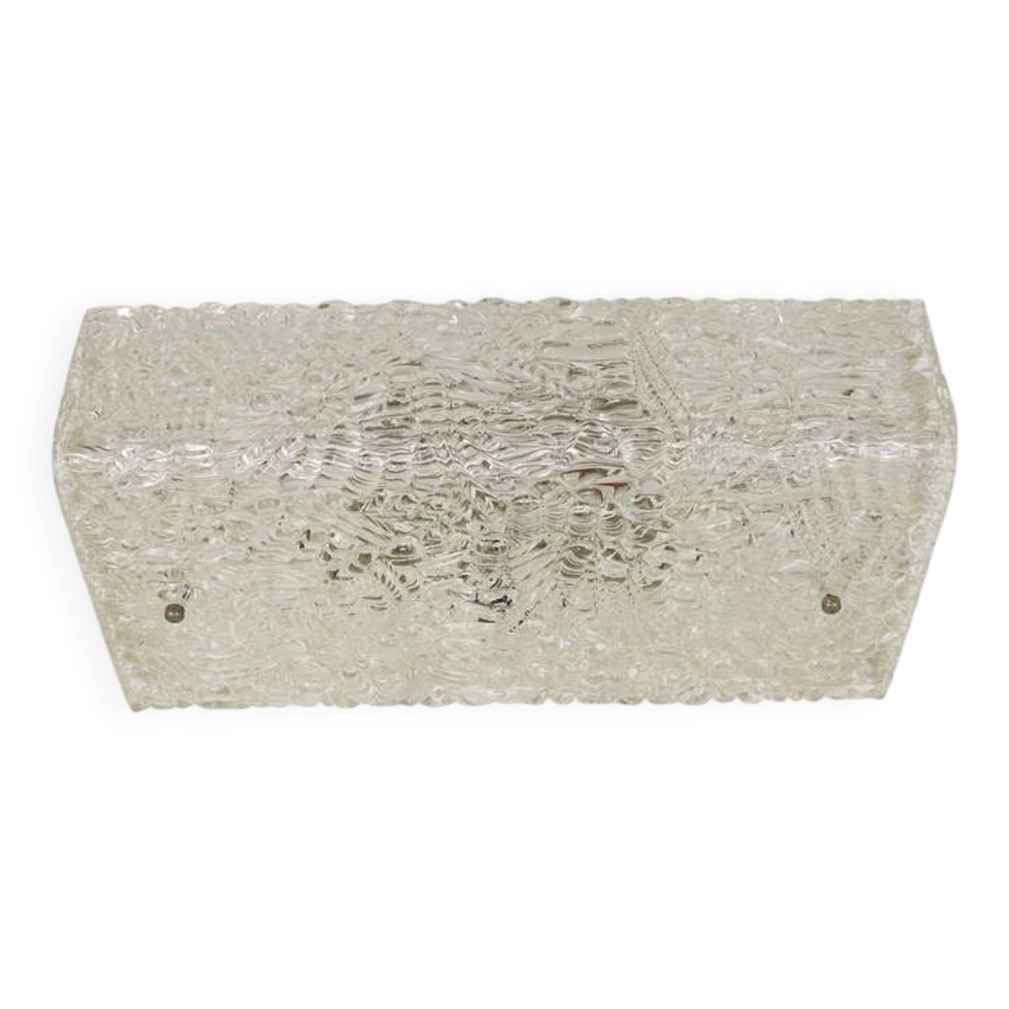 J.T. Kalmar Carré Wall Light and Ceiling Light in Textured Glass Midcentury, Vienna, 1950s