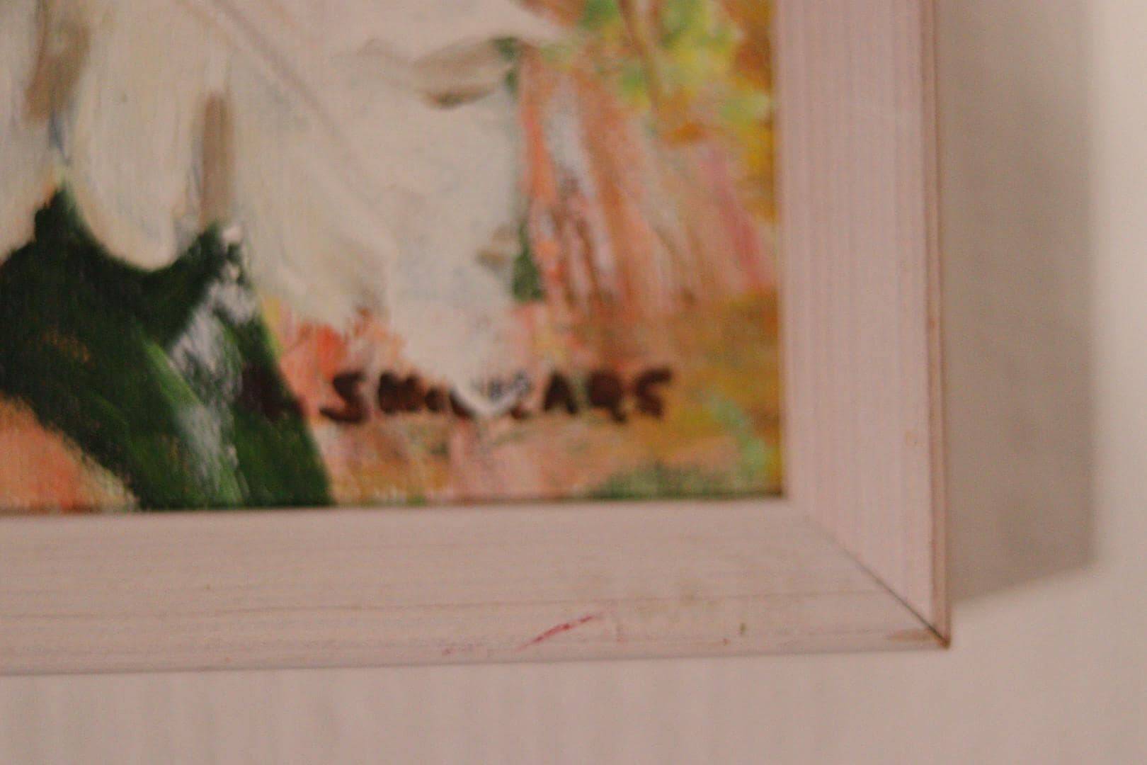 Original Swedish oil on panel from the mid-century – white lilies