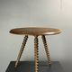 Midcentury wood turned barley twist side table with cork screw legs 1950s
