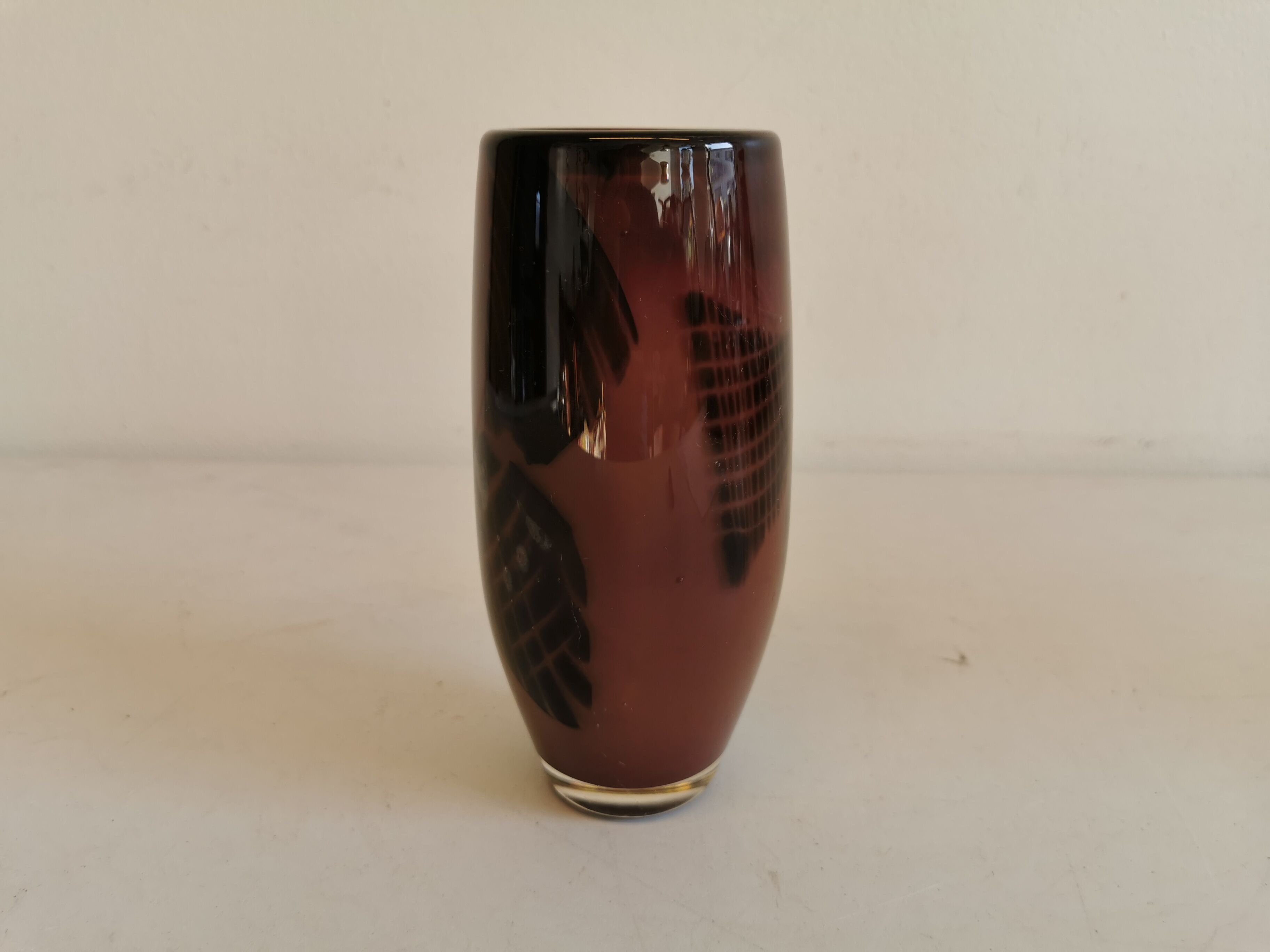 Glass vase in purple colours/nuances, estimated Danish and from the 1970-80s.