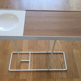 Robin day side table by Habitat in white lacquered metal and Vintage wood