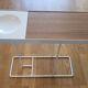 Robin day side table by Habitat in white lacquered metal and Vintage wood