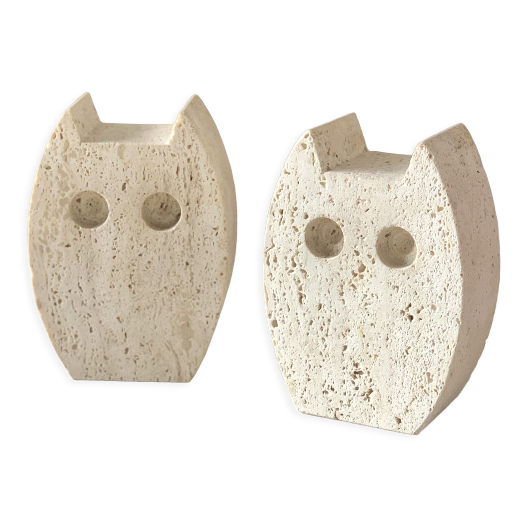 Pair of bookends or travertine sculptures by Fratelli Mannelli, 1970