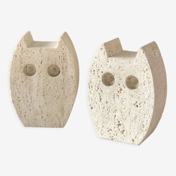Pair of bookends or travertine sculptures by Fratelli Mannelli, 1970