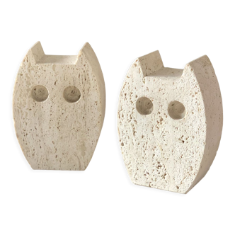Pair of bookends or travertine sculptures by Fratelli Mannelli, 1970