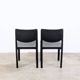 Pair of Matteo Grassi chairs in black saddle leather, 1980s.