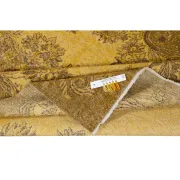 Vintage Handmade Turkish Wool Area Rug Overdyed in Yellow for Modern Interiors