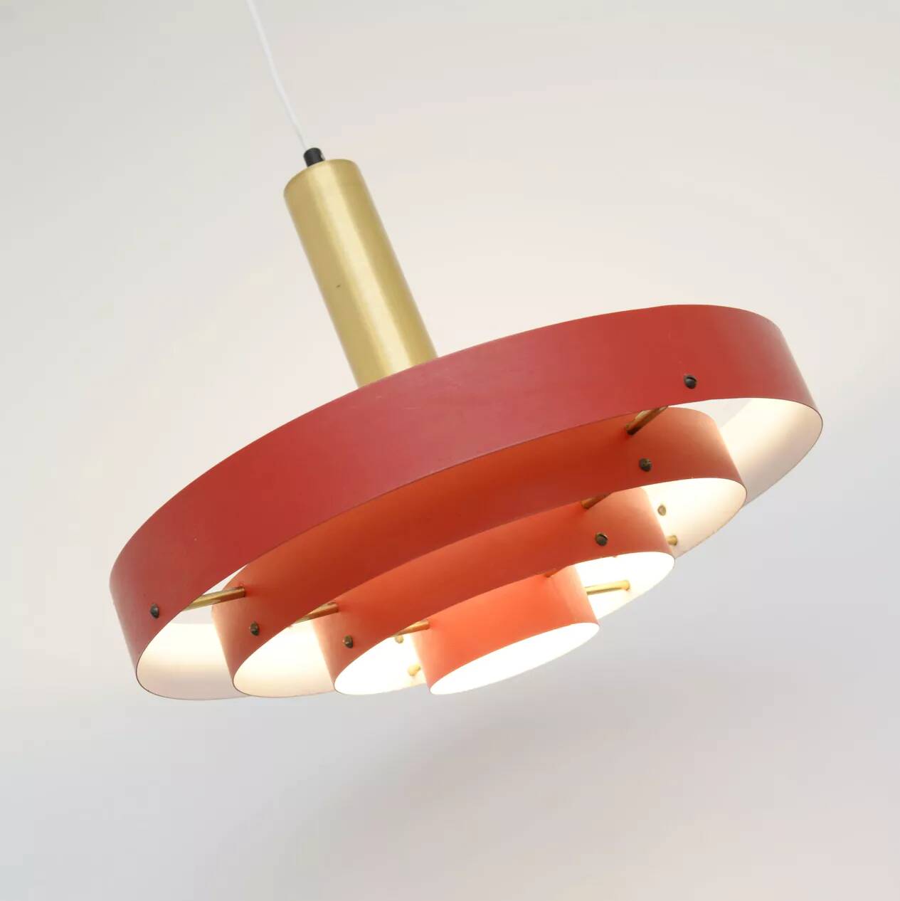 Red Scandinavian lamp, Denmark 1960s