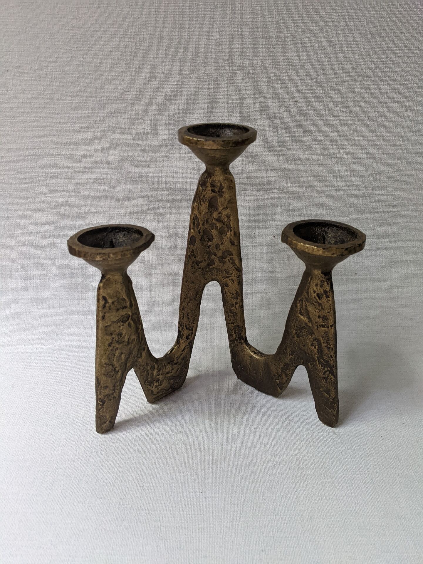 Golden bronze candlestick Scandinavian decoration