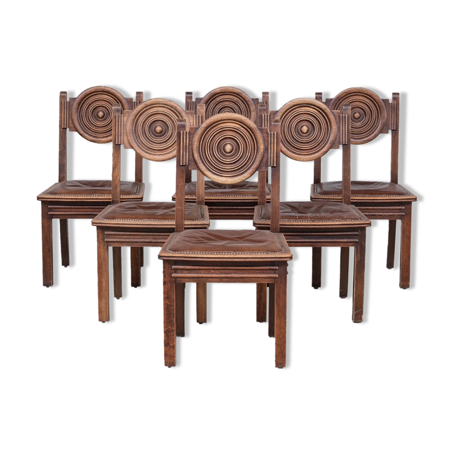 6 French deco oak dining chairs