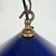 Suspension industrielle en émail bleu cobalt, années 1950
