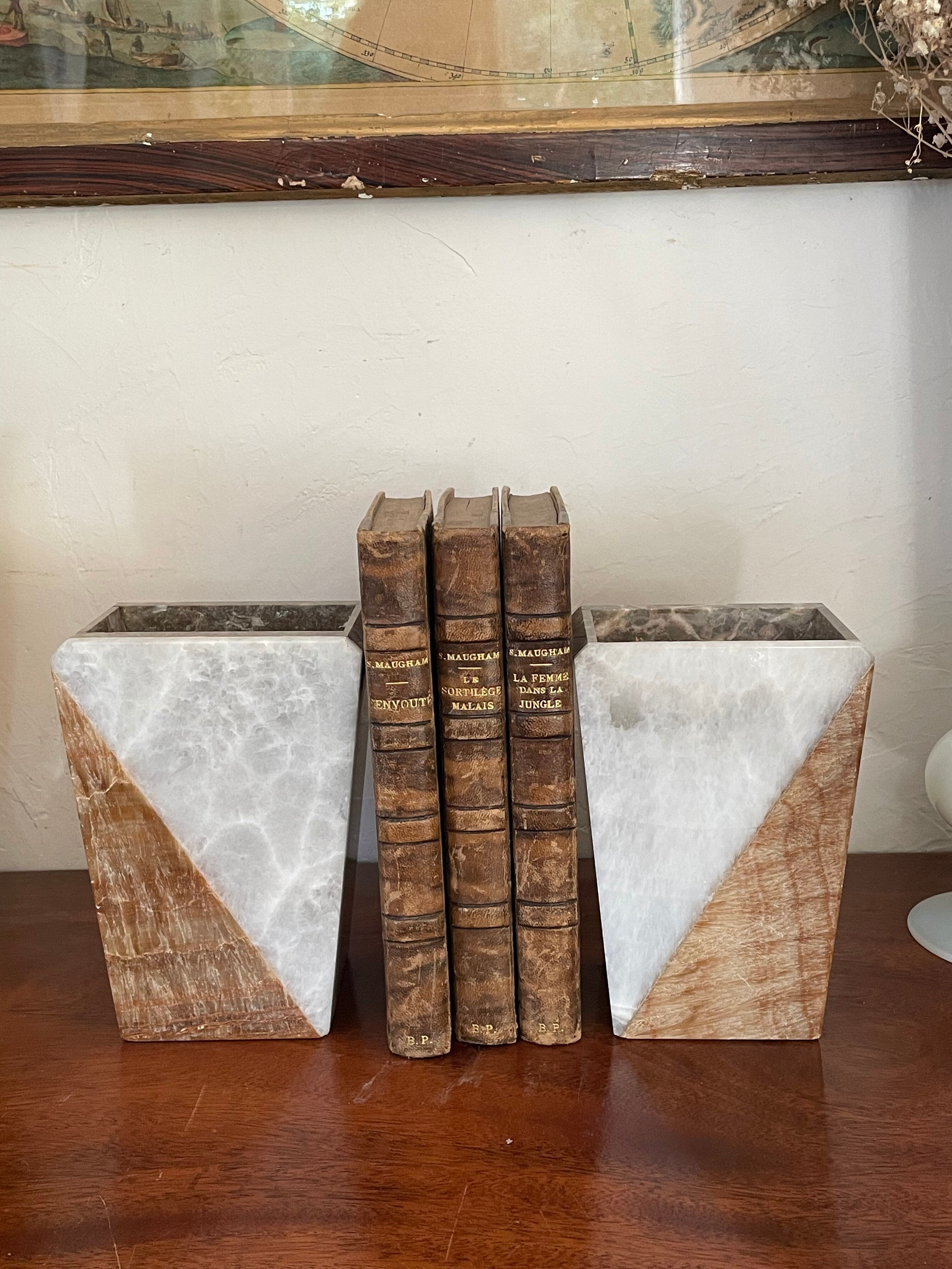 Pair of Art Deco marble bookends
