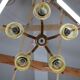 Mid Century Czech Wood Glass Chandelier, 1970s Restored