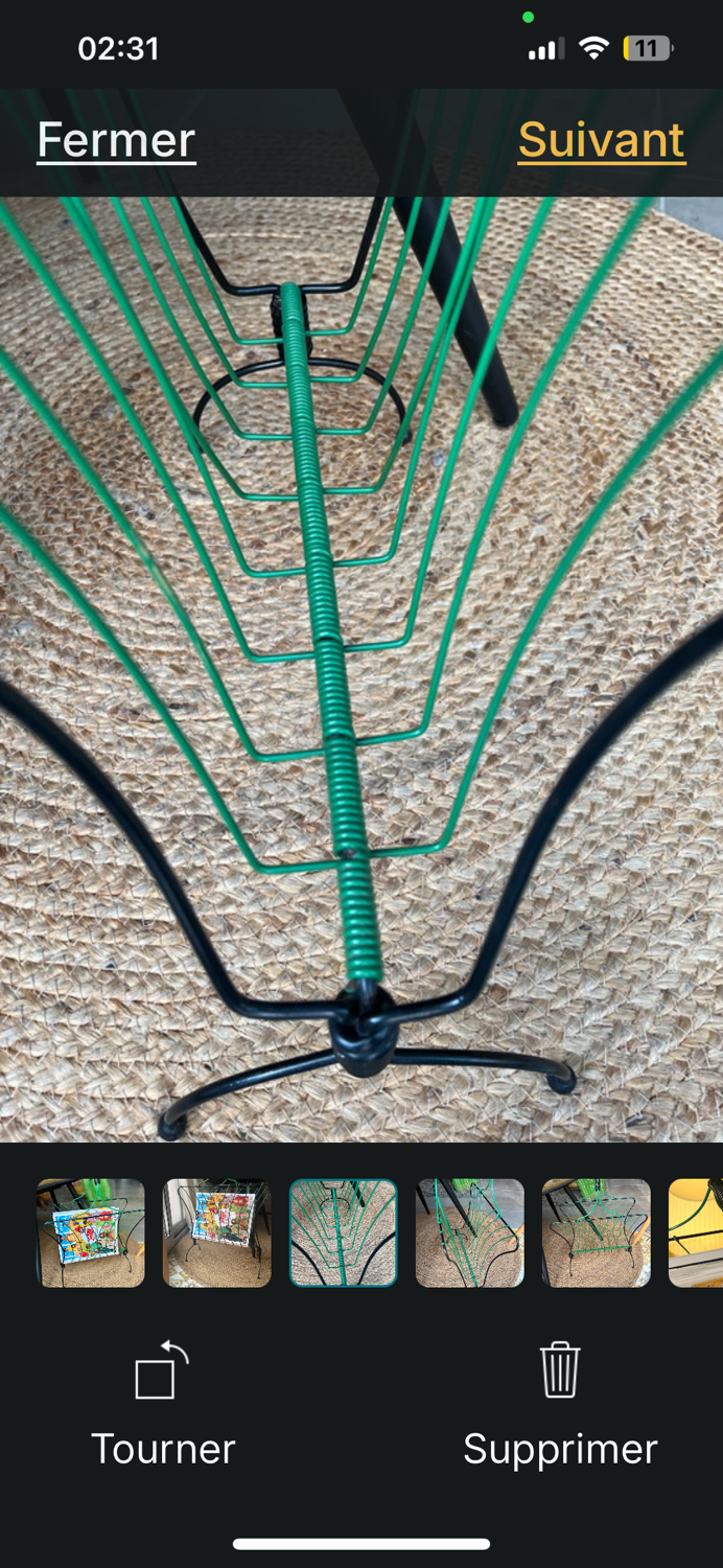 Vintage 50s metal and green wire magazine rack